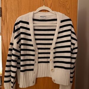 Princess Polly Navy and White Striped Cardigan